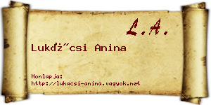 Lukácsi Anina névjegykártya